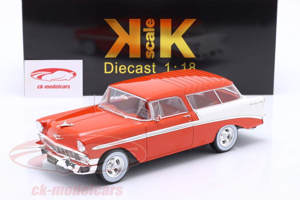 Chevrolet Bel Air Nomad Custom Anno di costruzione 1956 rosso chiaro / bianco 1:18 KK-Scale