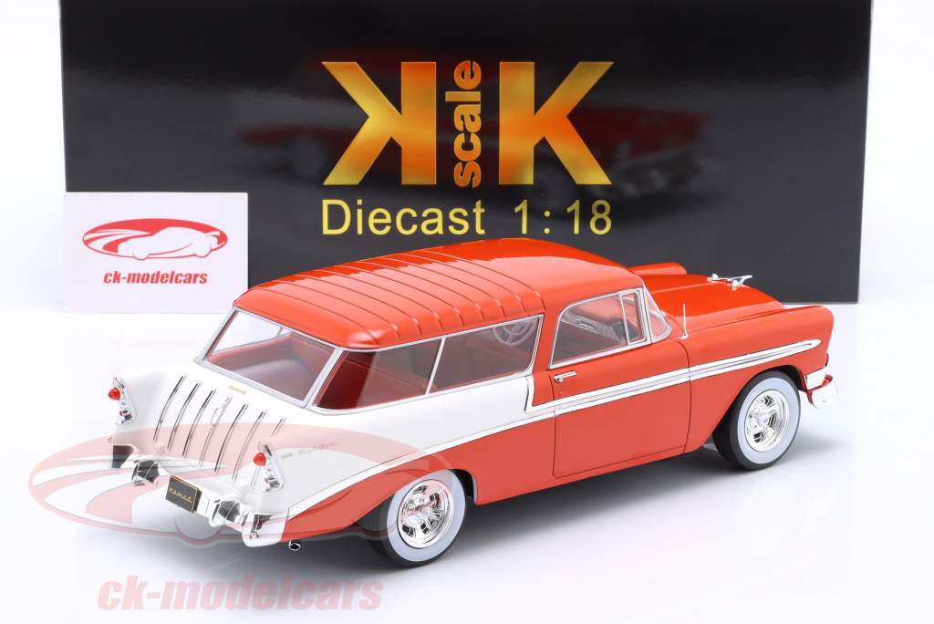 Chevrolet Bel Air Nomad Custom Anno di costruzione 1956 rosso chiaro / bianco 1:18 KK-Scale