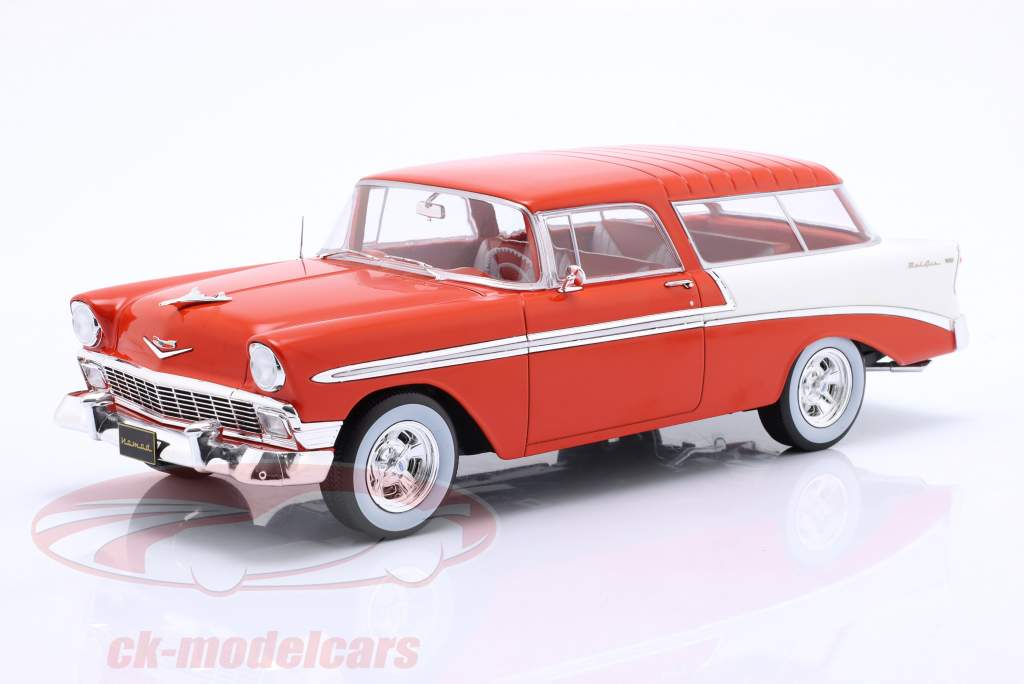 Chevrolet Bel Air Nomad Custom Année de construction 1956 rouge clair / blanc 1:18 KK-Scale