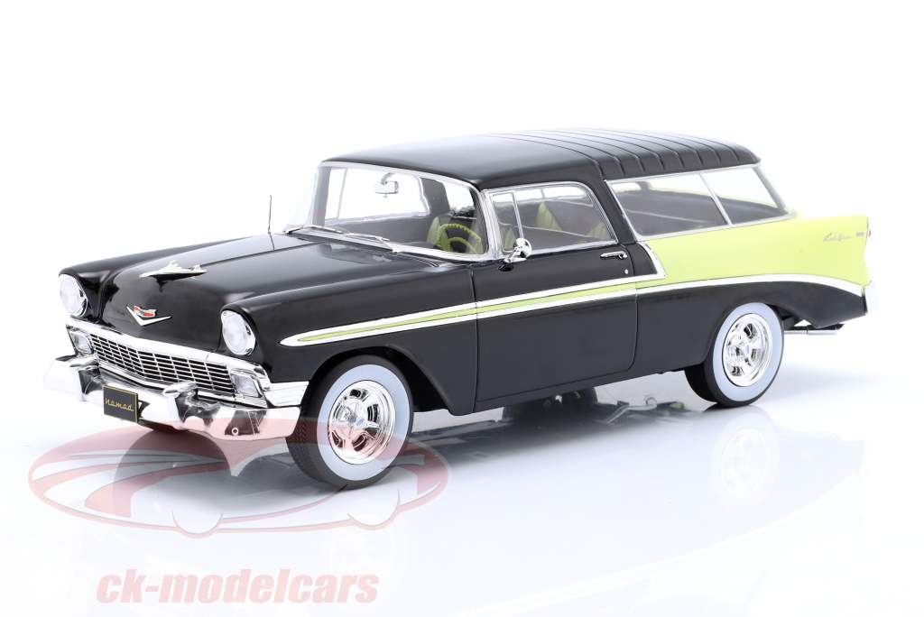 Chevrolet Bel Air Nomad Custom Bouwjaar 1956 zwart / licht geel 1:18 KK-Scale