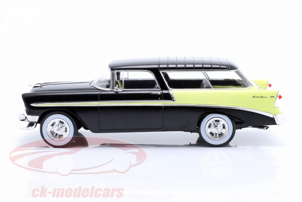 Chevrolet Bel Air Nomad Custom Bouwjaar 1956 zwart / licht geel 1:18 KK-Scale