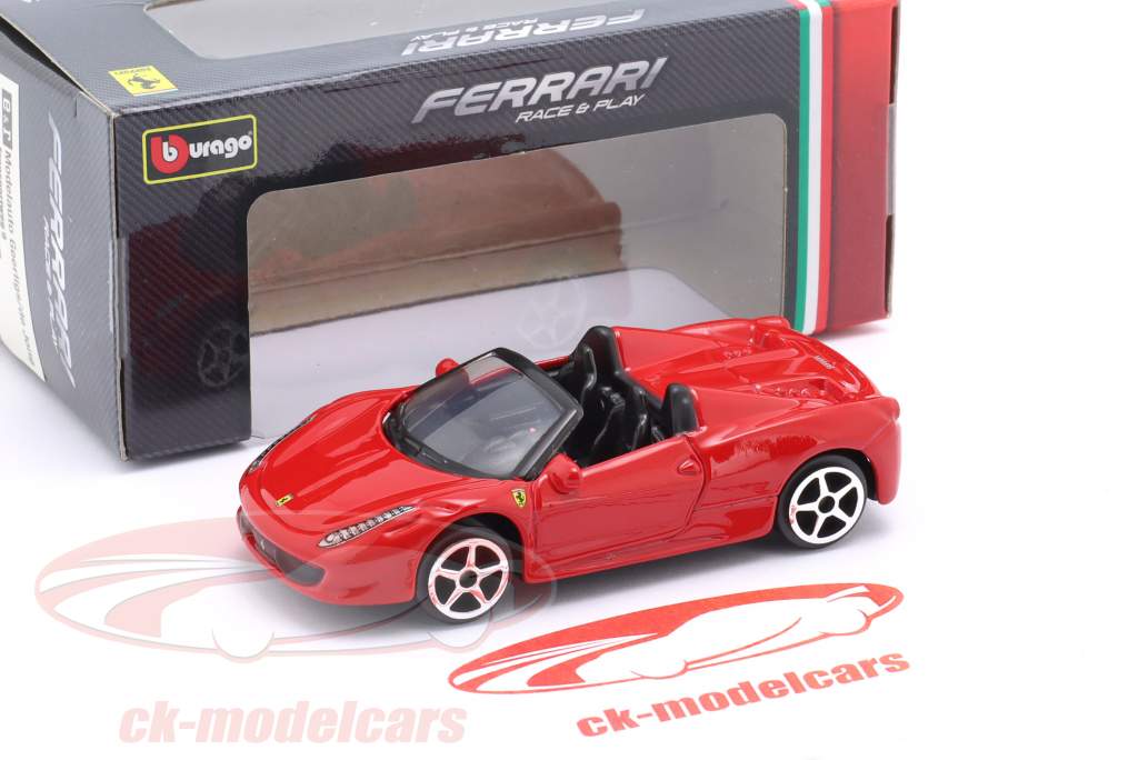 Ferrari 458 Spider Byggeår 2011 rød 1:64 Bburago