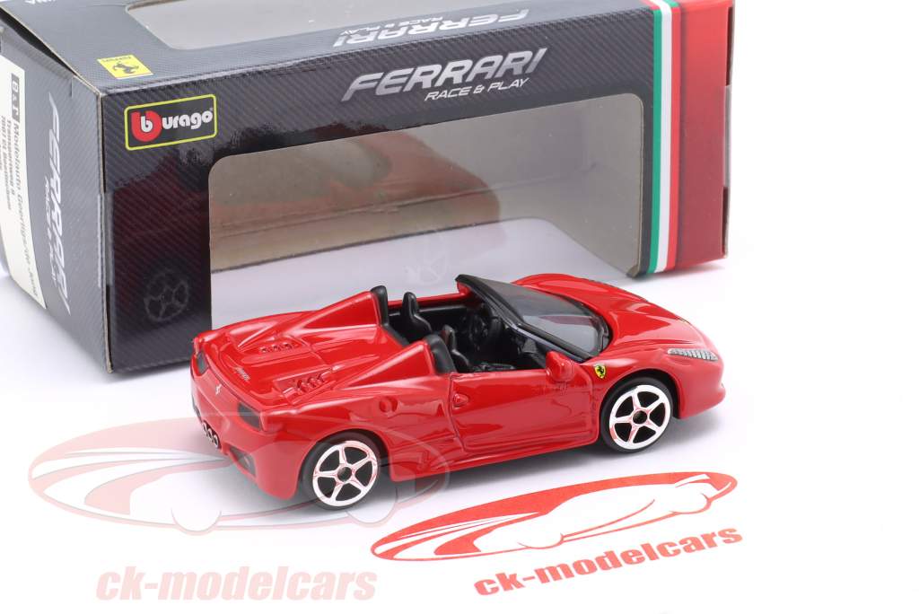 Ferrari 458 Spider Byggeår 2011 rød 1:64 Bburago