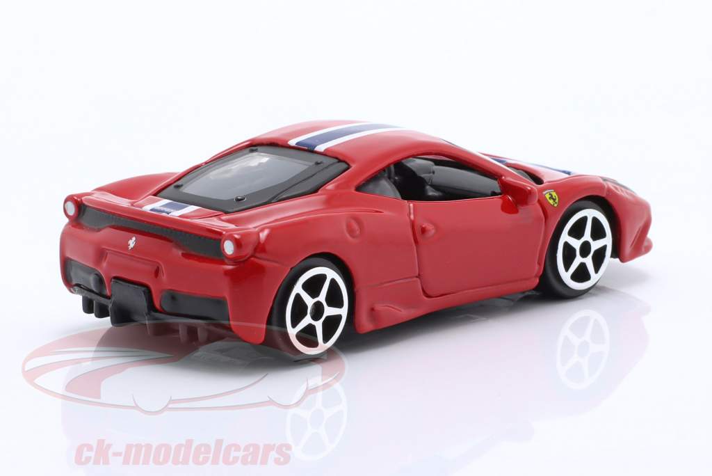 Ferrari 458 Italia Speciale year 2009-2015 red with stripes 1:64 Bburago