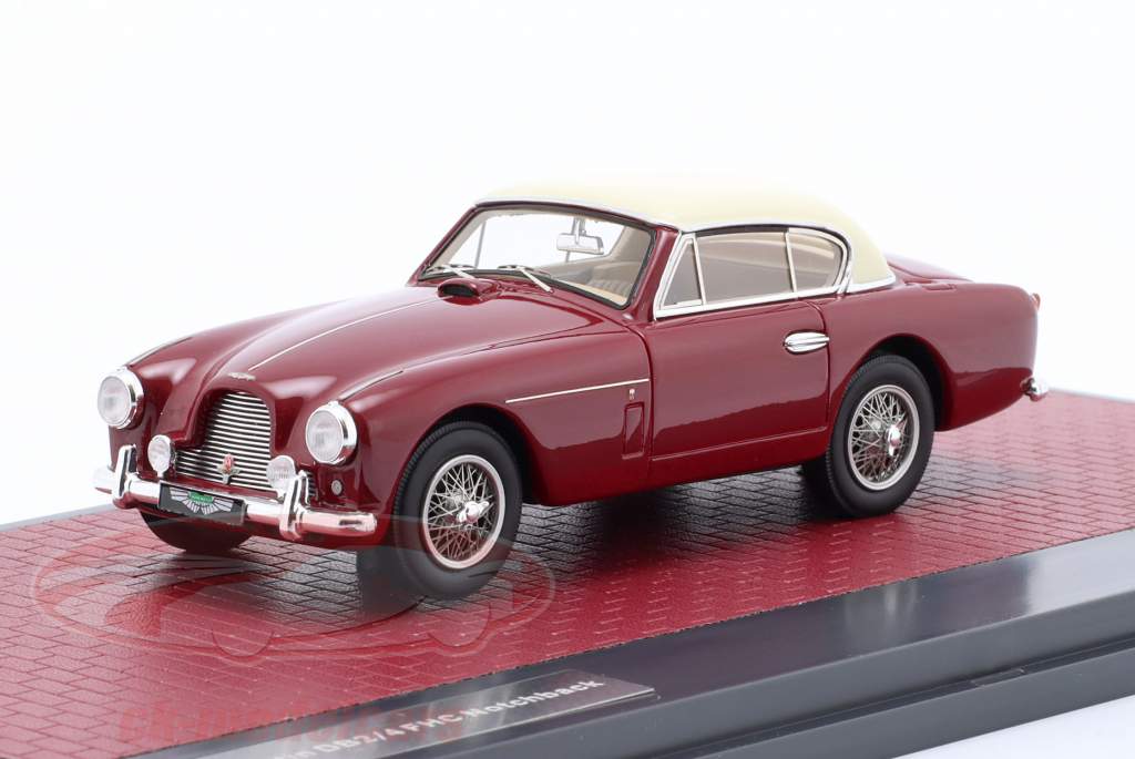 Aston Martin DB2/4 FHC Notchback Bouwjaar 1956 kastanjebruin / wit 1:43 Matrix