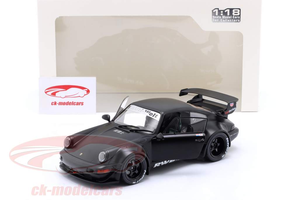 Porsche 911 (964) RWB Rauh-Welt Darth Vader 2016 kedelig sort 1:18 Solido