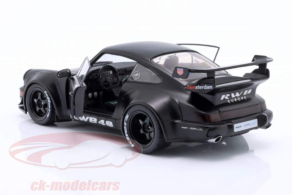 Porsche 911 (964) RWB Rauh-Welt Darth Vader 2016 kedelig sort 1:18 Solido