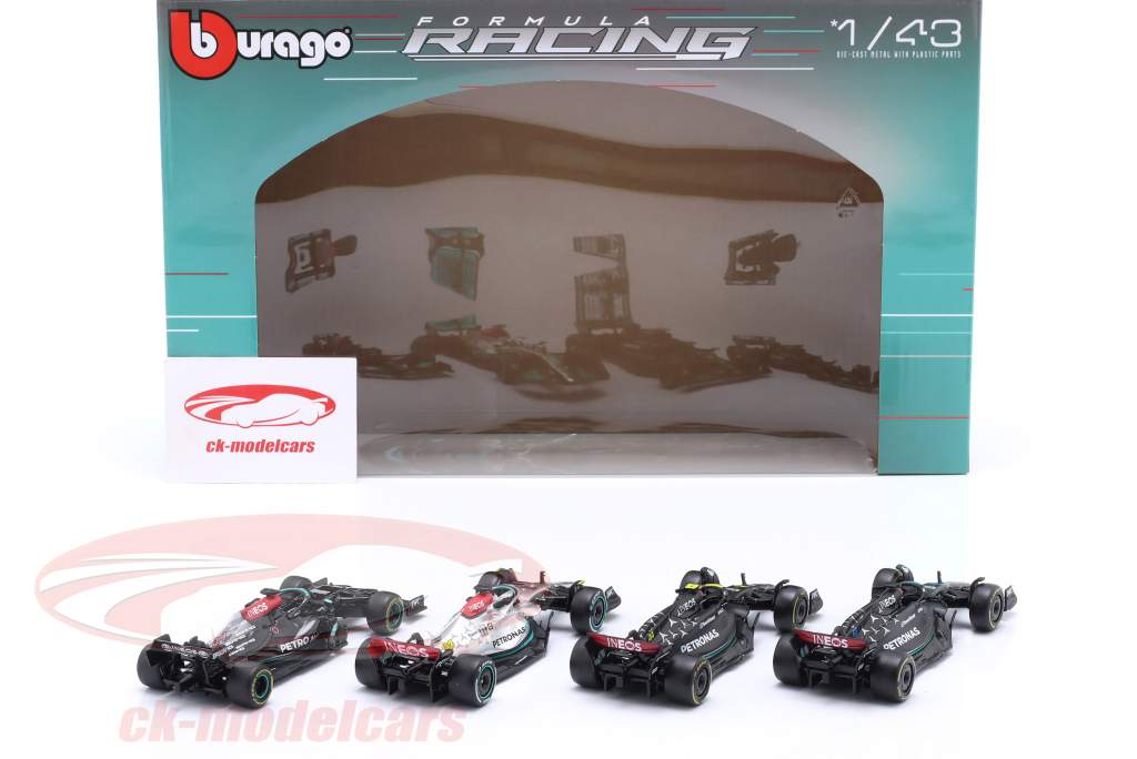 4-Car Set Mercedes Hamilton / Russell 公式 1 2021-2023 1:43 Bburago