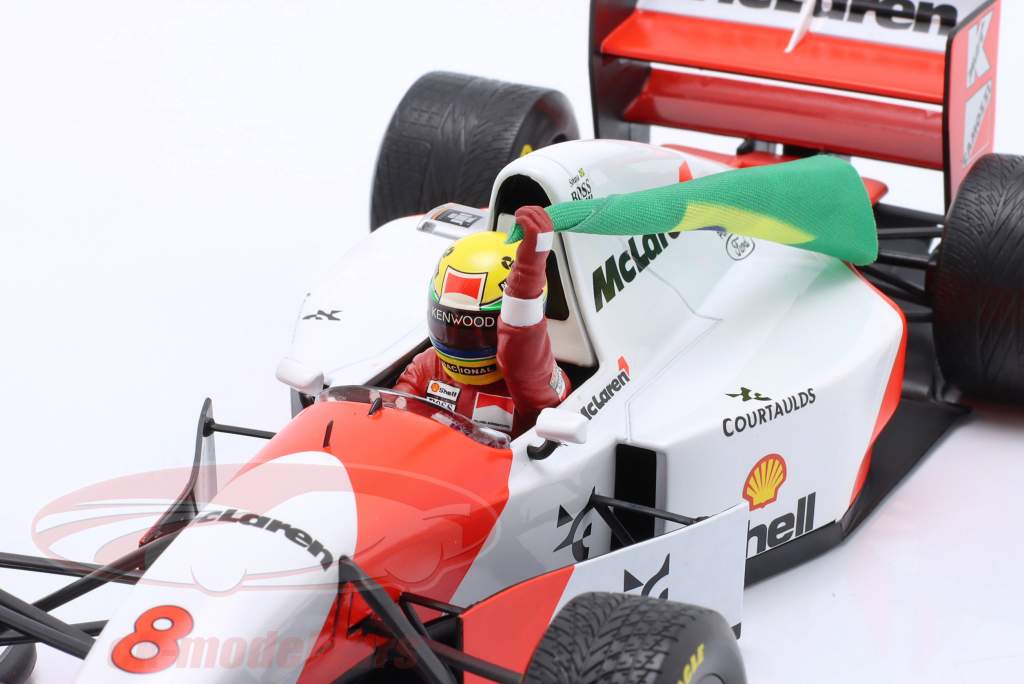 Ayrton Senna McLaren MP4/8 #8 vinder europæisk GP formel 1 1993 1:18 Minichamps