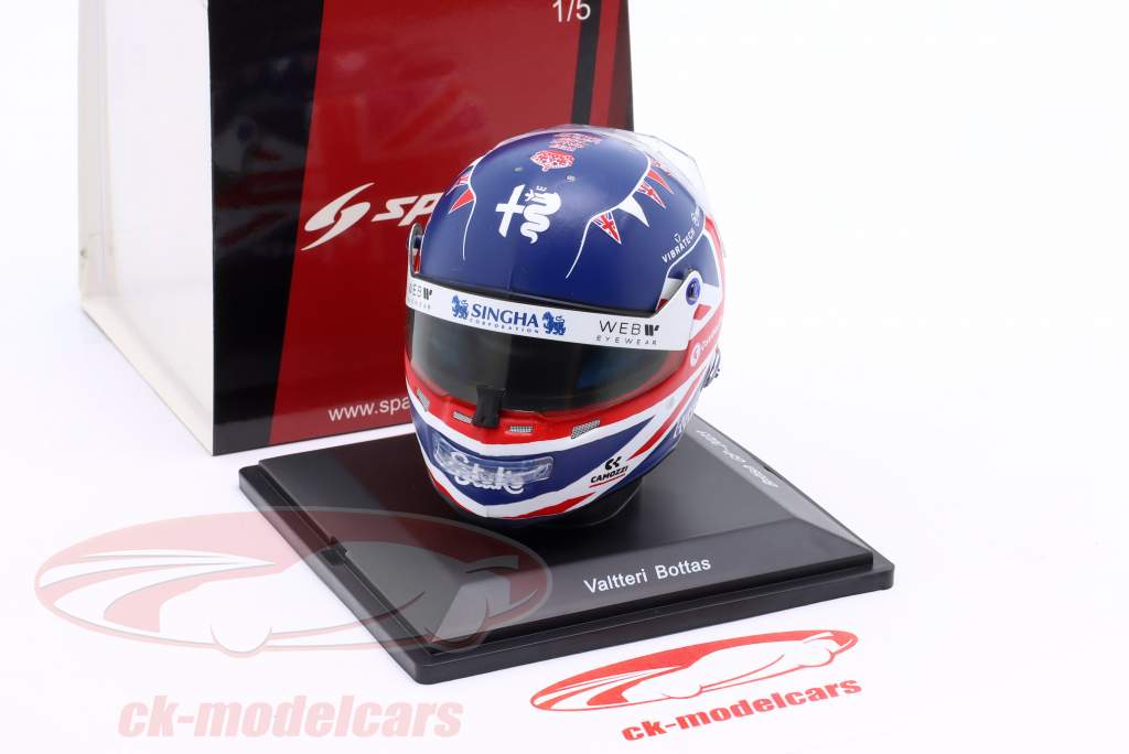 V. Bottas Alfa Romeo F1 Team Stake #77 britisk GP formel 1 2023 hjelm 1:5 Spark