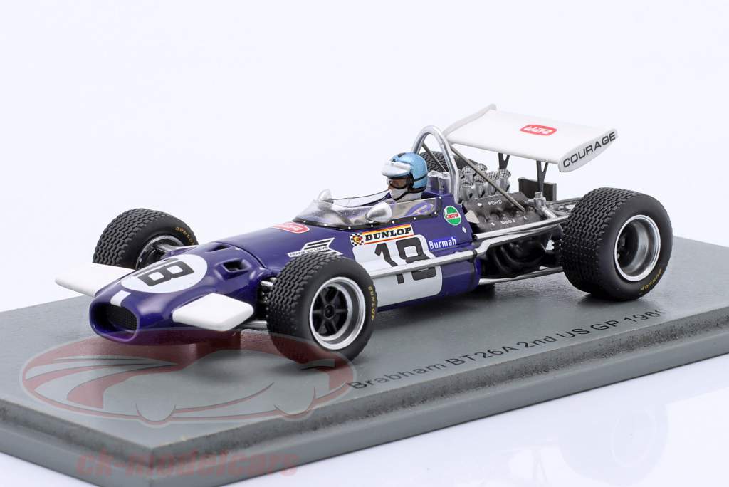 Piers Courage Brabham BT26A #18 2nd USA GP Formel 1 1969 1:43 Spark