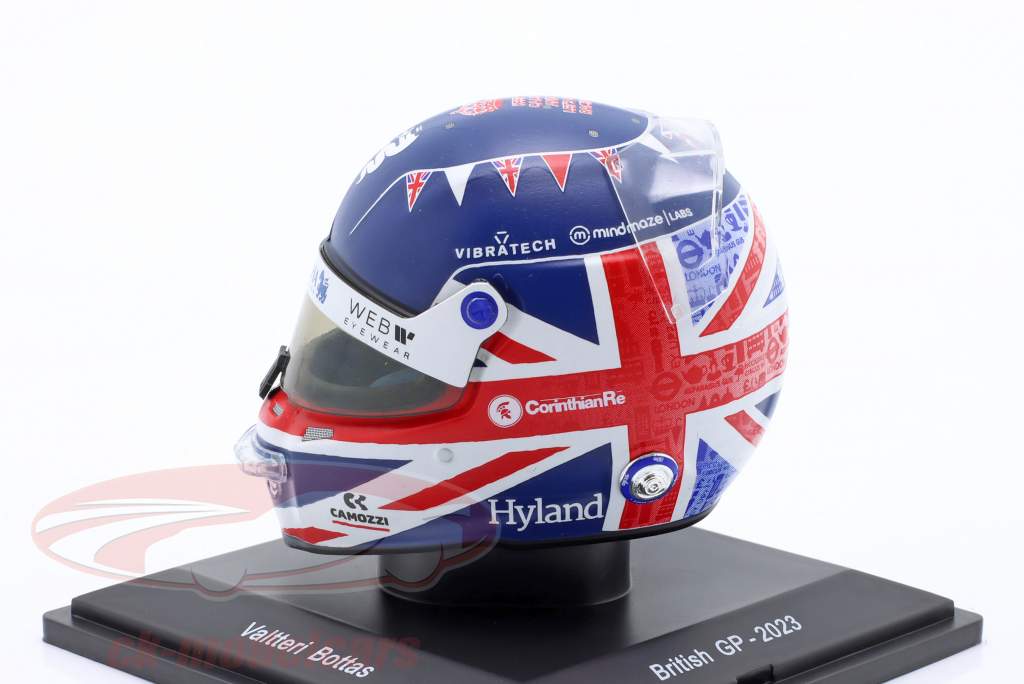 V. Bottas Alfa Romeo F1 Team Stake #77 britisk GP formel 1 2023 hjelm 1:5 Spark