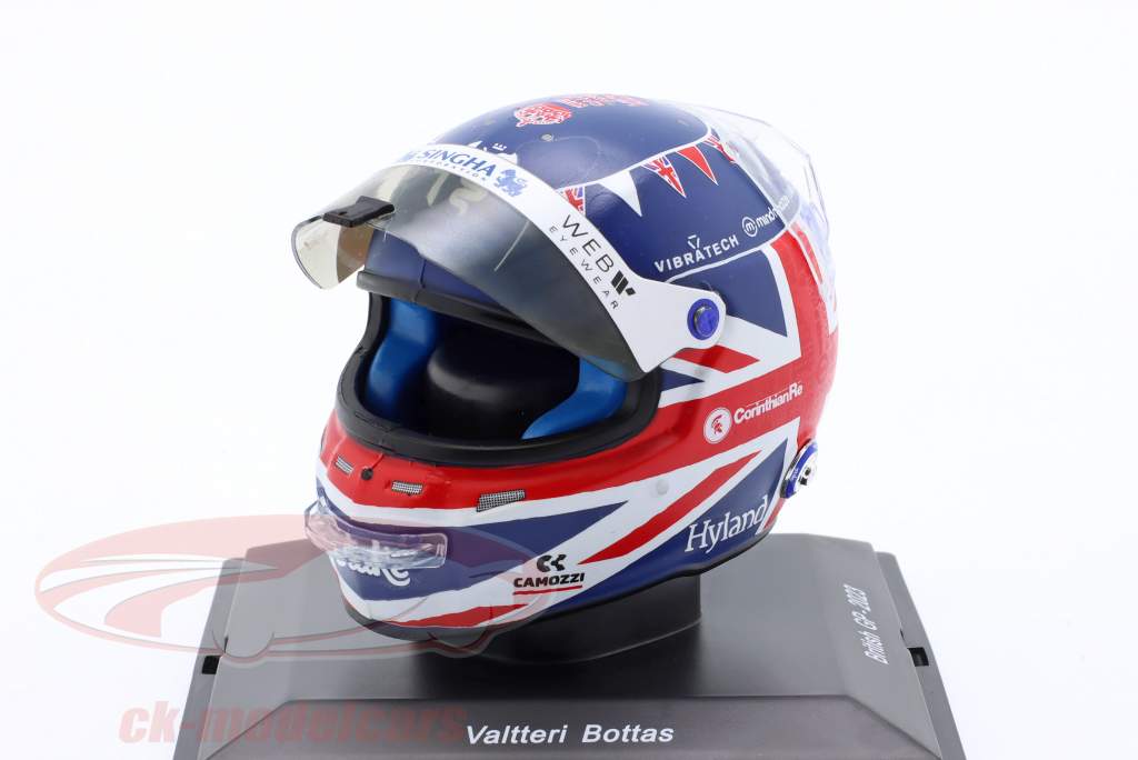V. Bottas Alfa Romeo F1 Team Stake #77 britisk GP formel 1 2023 hjelm 1:5 Spark