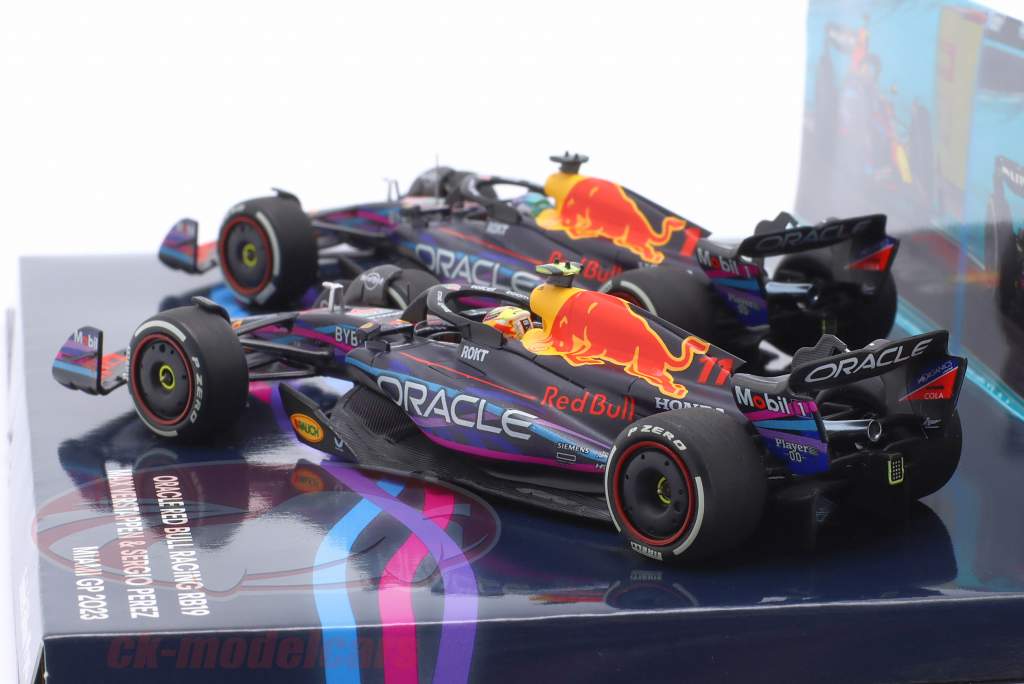2-Car Set Verstappen #1 & Perez #11 Miami GP fórmula 1 2023 1:43 Minichamps