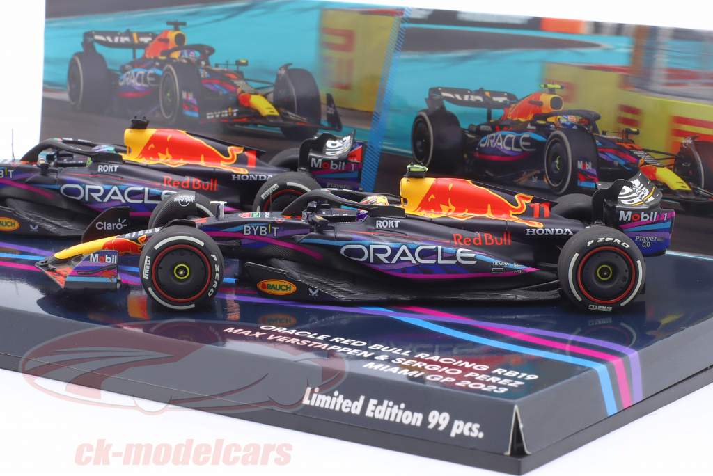 2-Car Set Verstappen #1 & Perez #11 Miami GP fórmula 1 2023 1:43 Minichamps