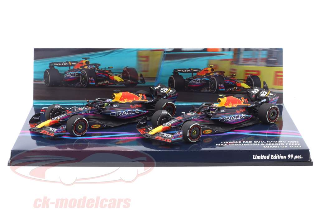 2-Car Set Verstappen #1 & Perez #11 Miami GP fórmula 1 2023 1:43 Minichamps