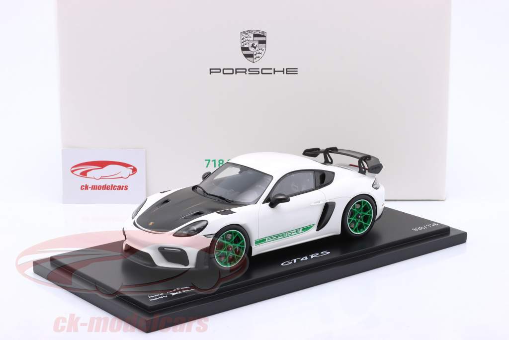 Porsche 718 (982) GT4 RS 2021 weiß / grüne Felgen 1:18 Spark