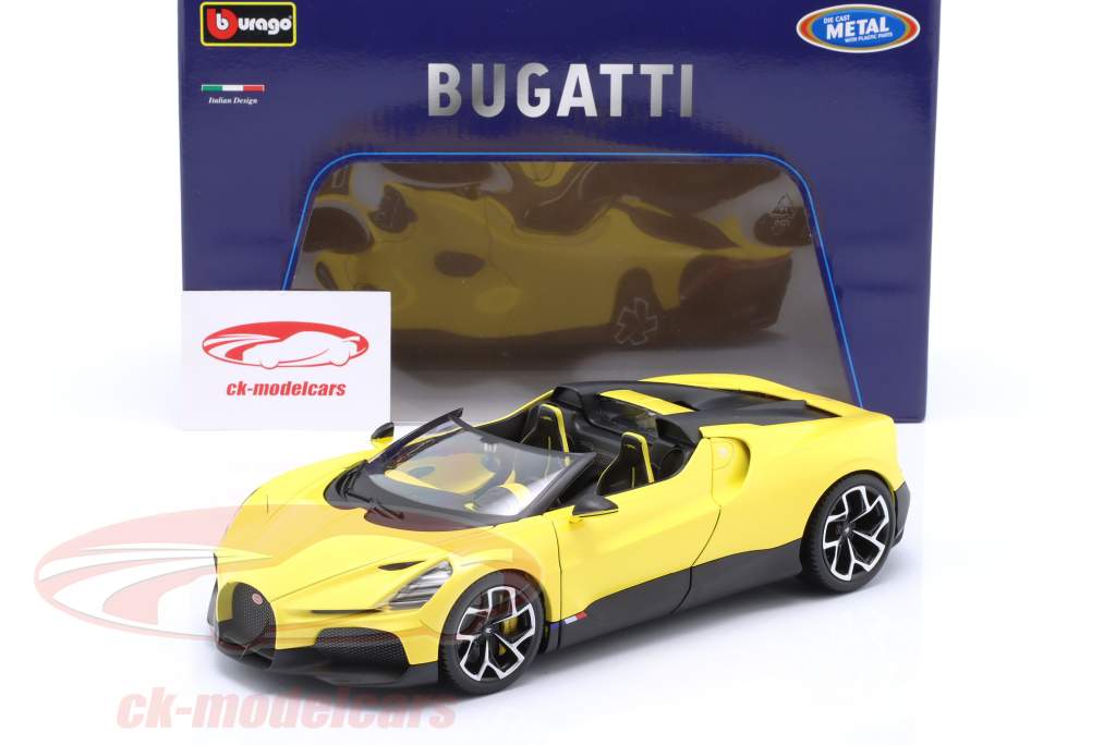 Bugatti W16 Mistral Année de construction 2023 jaune 1:18 Bburago