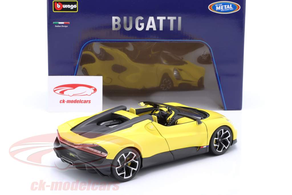 Bugatti W16 Mistral Baujahr 2023 gelb 1:18 Bburago