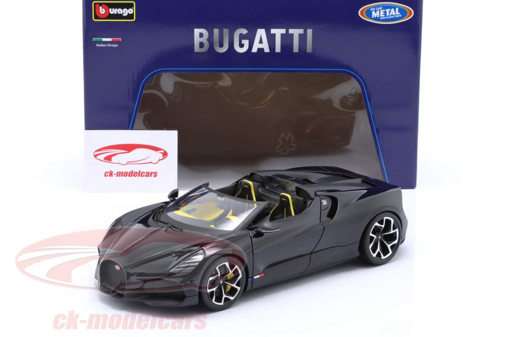 Bugatti W16 Mistral year 2023 black 1:18 Bburago