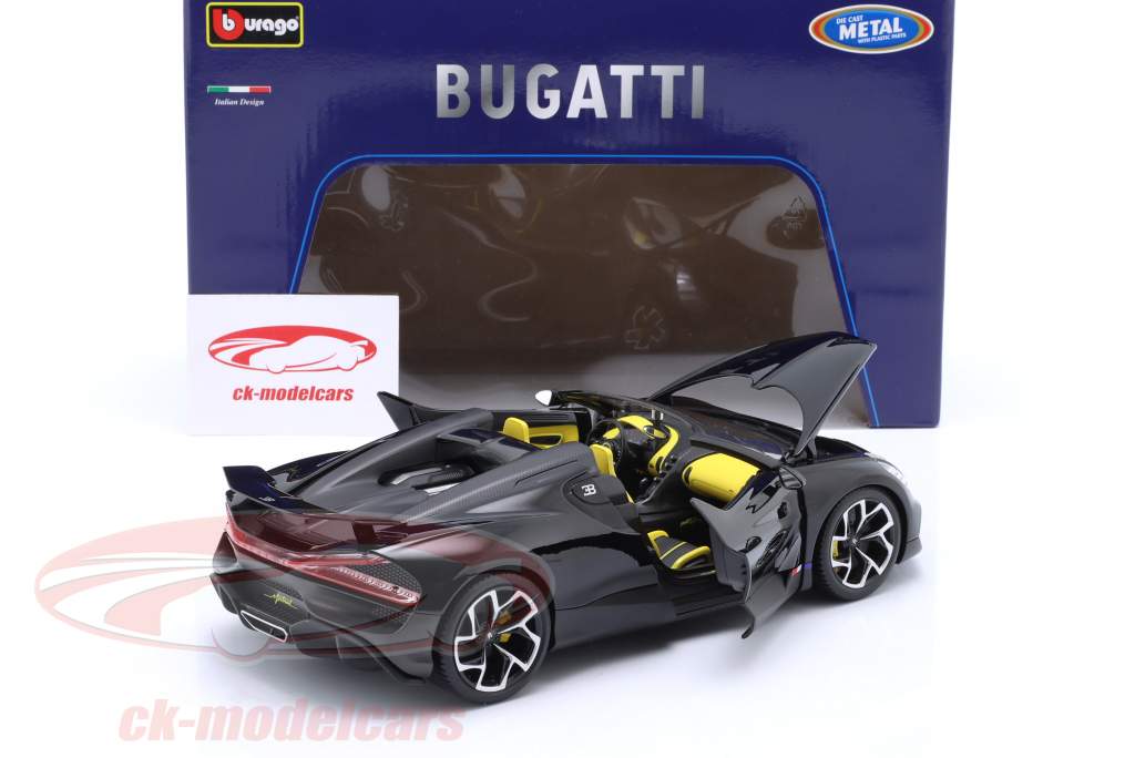 Bugatti W16 Mistral Année de construction 2023 noir 1:18 Bburago