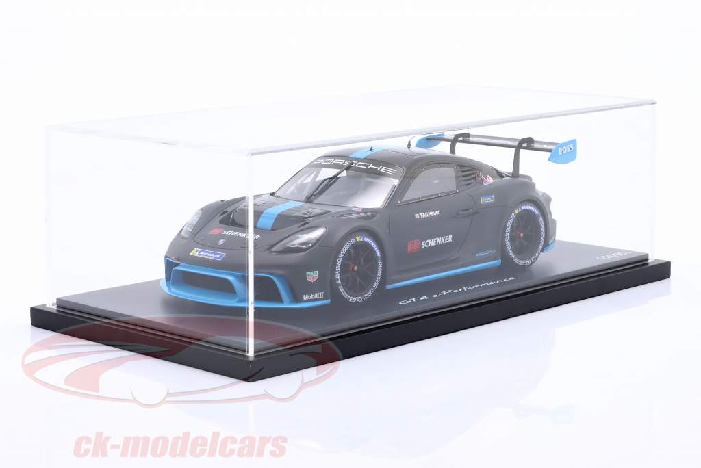 Porsche 718 Cayman GT4 e-Performance 2022 schwarz / blau 1:18 Spark
