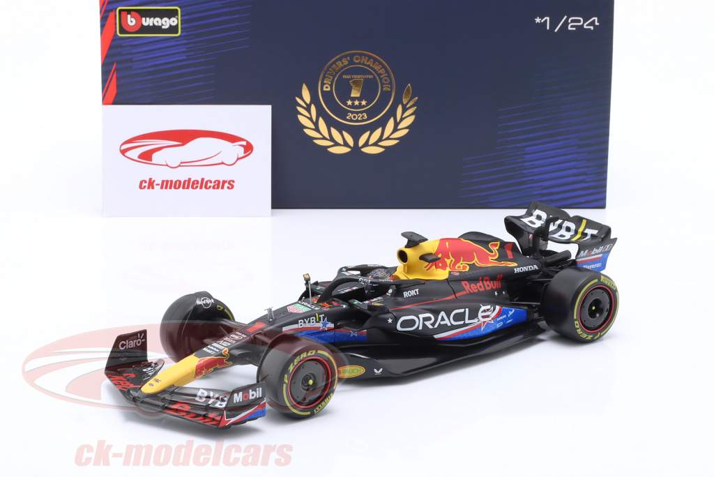 Max Verstappen Red Bull RB19 #1 winnaar VS GP formule 1 Wereldkampioen 2023 1:24 Bburago