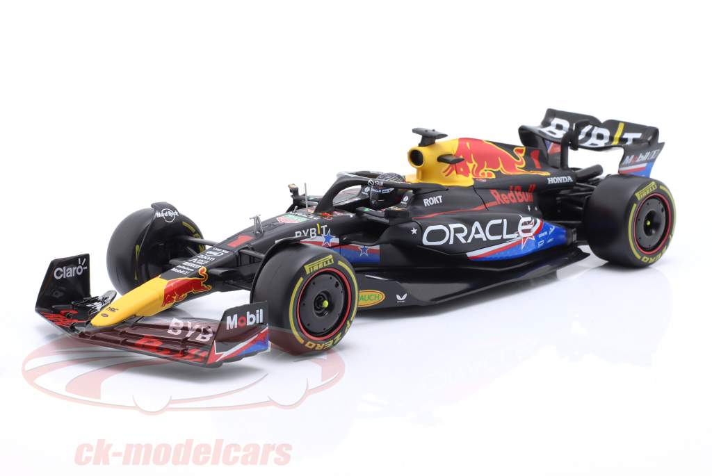 Max Verstappen Red Bull RB19 #1 gagnant USA GP formule 1 Champion du monde 2023 1:24 Bburago