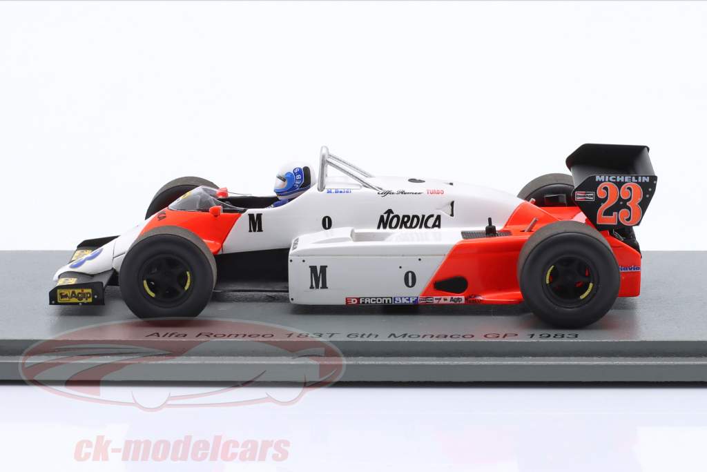 Mauro Baldi Alfa Romeo 183T #23 6to Mónaco GP fórmula 1 1983 1:43 Spark