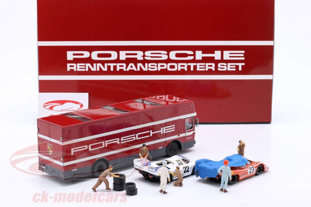 Set: 24h LeMans winner 1970-71 Porsche 917 & Racing transporter 1:43 Brumm