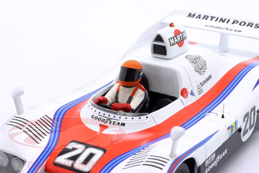 sentado Figura piloto de carreras 1978 con naranja casco 1:18 FigurenManufaktur
