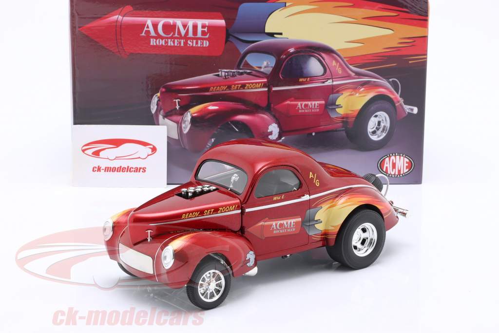 Rocket Gasser Sled Byggeår 1940 rød 1:18 GMP