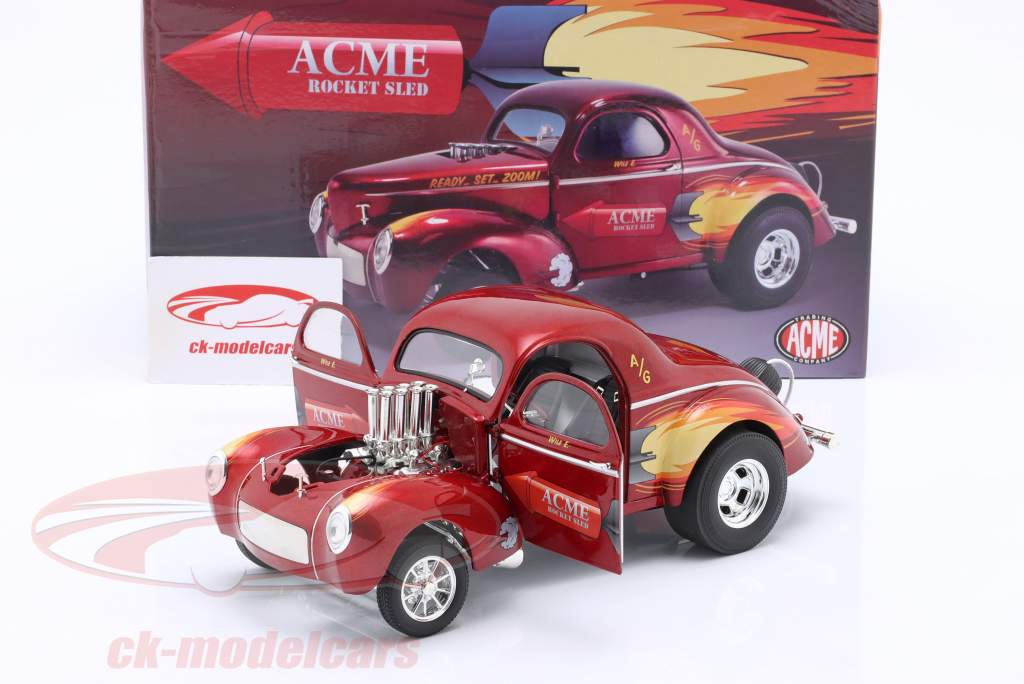 Rocket Gasser Sled Byggeår 1940 rød 1:18 GMP