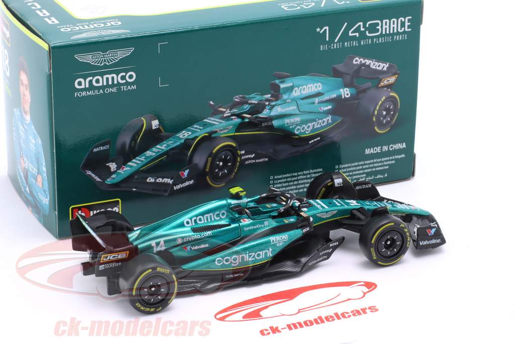 Fernando Alonso Aston Martin AMR23 #14 fórmula 1 2023 1:43 Bburago
