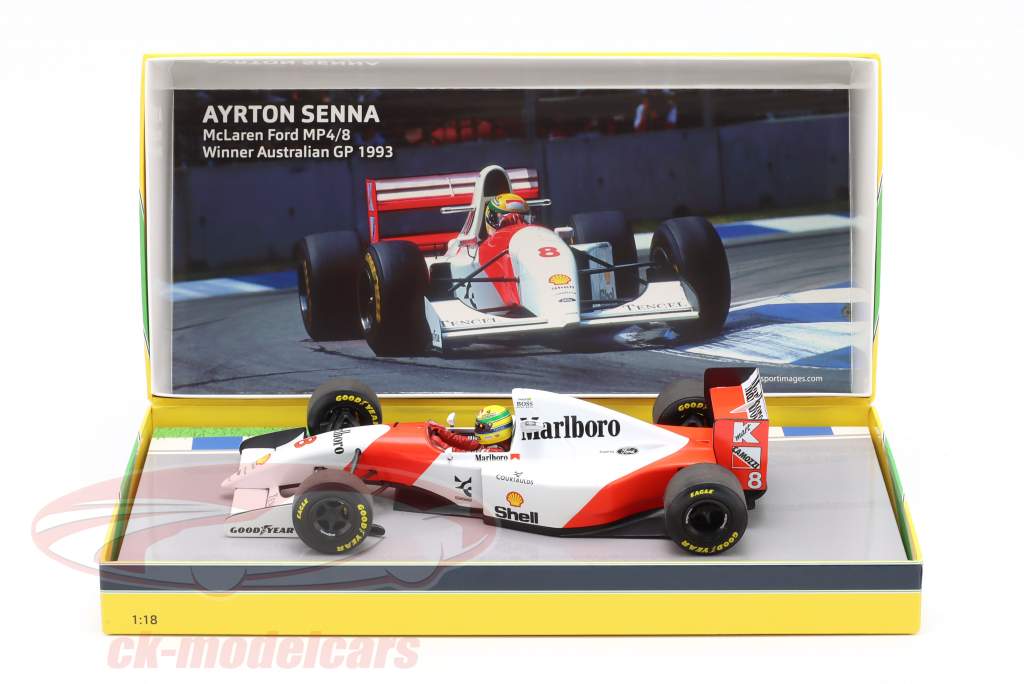 Ayrton Senna McLaren MP4/8 #8 Winner Australian GP Formula 1 1993 1:18 Minichamps