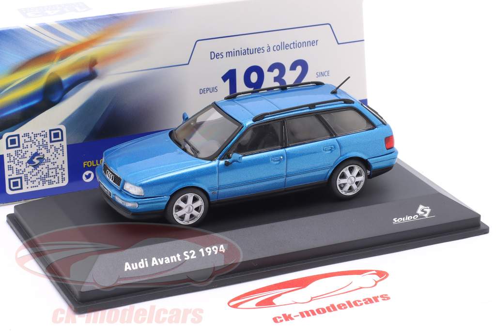 Audi Avant S2 Année de construction 1994 bleu pélican 1:43 Solido