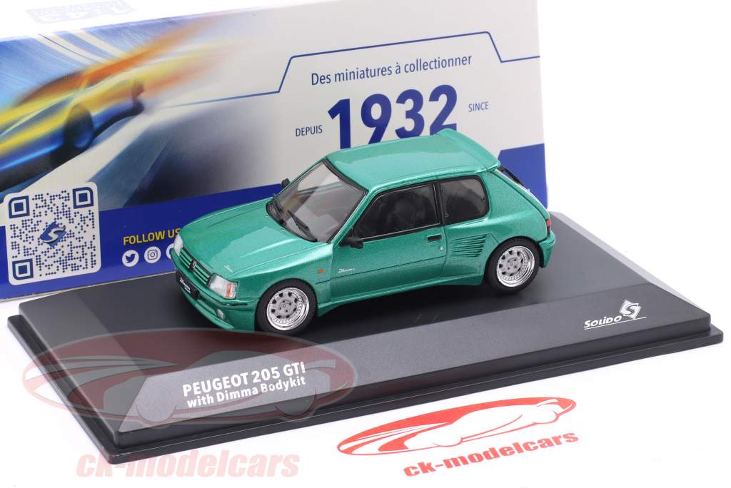 Peugeot 205 GTI Dimma Год постройки 1992 зеленый 1:43 Solido