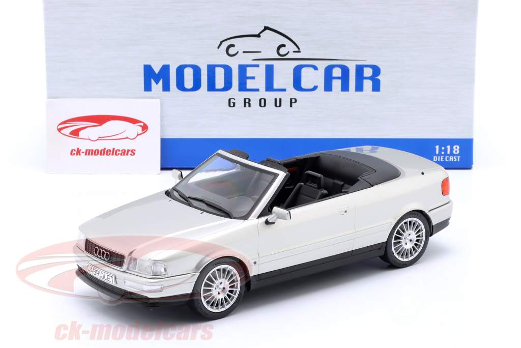 Audi Cabriolet Ano de construção 1991 prata 1:18 ModelCar Group