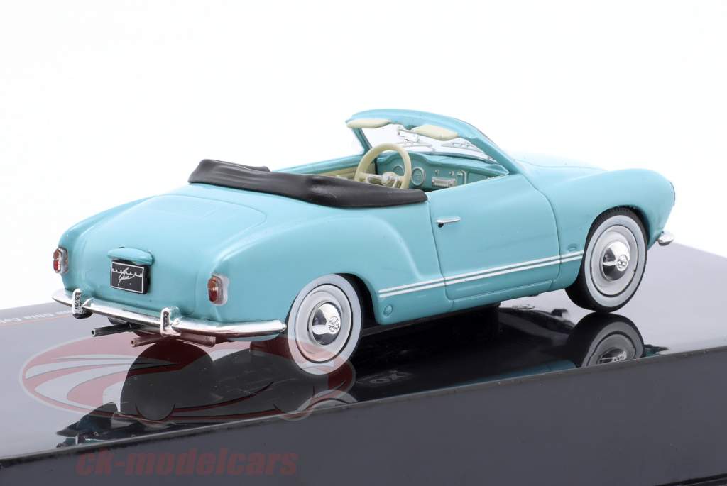 Volkswagen VW Karmann Ghia Cabriolet Année de construction 1957 bleu clair 1:43 Ixo