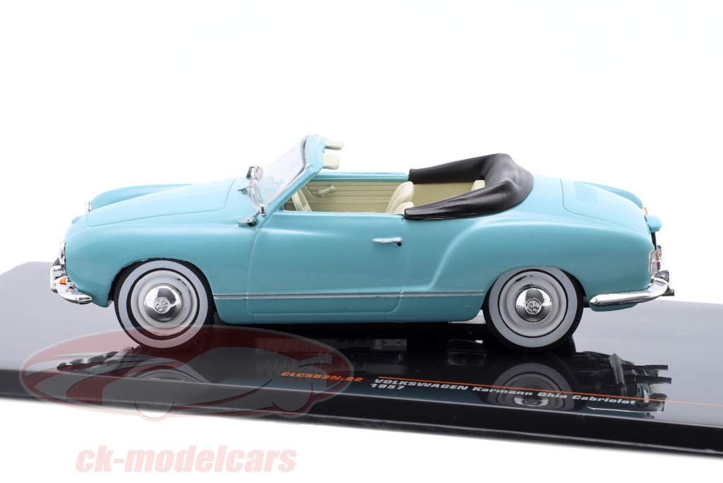 Volkswagen VW Karmann Ghia Cabriolet Année de construction 1957 bleu clair 1:43 Ixo