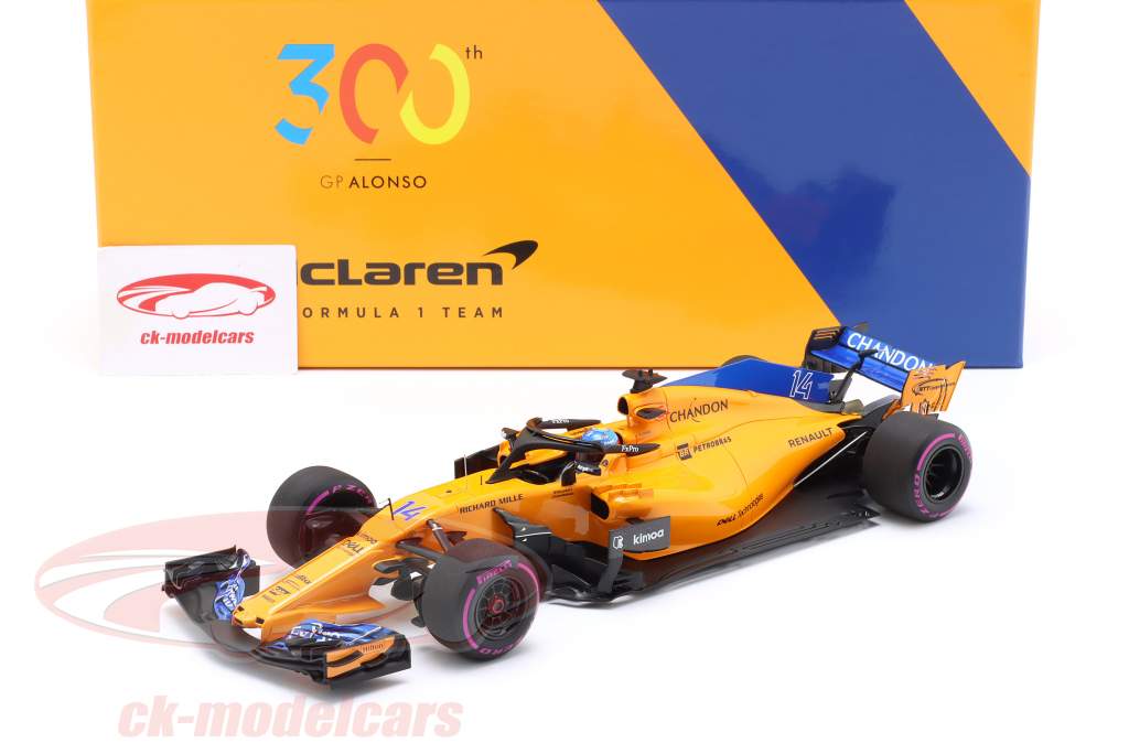 F. Alonso McLaren MCL33 #14 300th F1 GP Canada Formula 1 2018 1:18 Minichamps