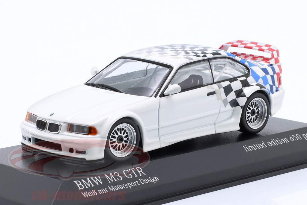 BMW M3 (E36) GTR Baujahr 1993 weiß / Motorsport-Design 1:43 Minichamps