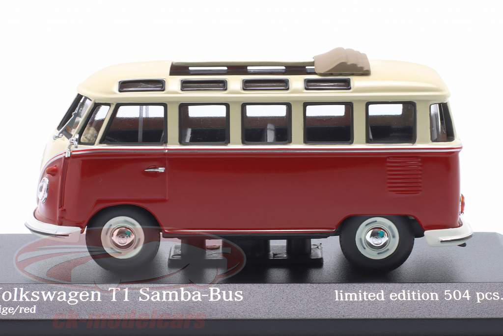 Volkswagen VW T1 Samba Bus year 1963 beige / red 1:43 Minichamps