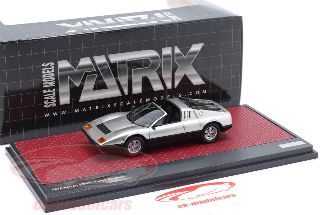 Ferrari BB512 Targa Straman Byggeår 1978 sølv / sort 1:43 Matrix