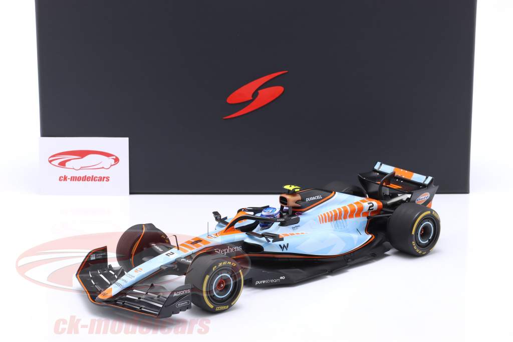 L. Sargeant Williams FW45 Gulf Design #2 Singapore GP formel 1 2023 1:18 Spark