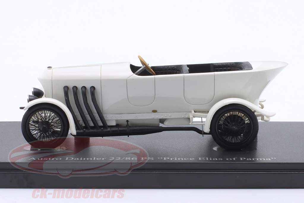 Austro Daimler 22/86 PS "Prince Elias of Parma" Bouwjaar 1909 wit 1:43 AutoCult