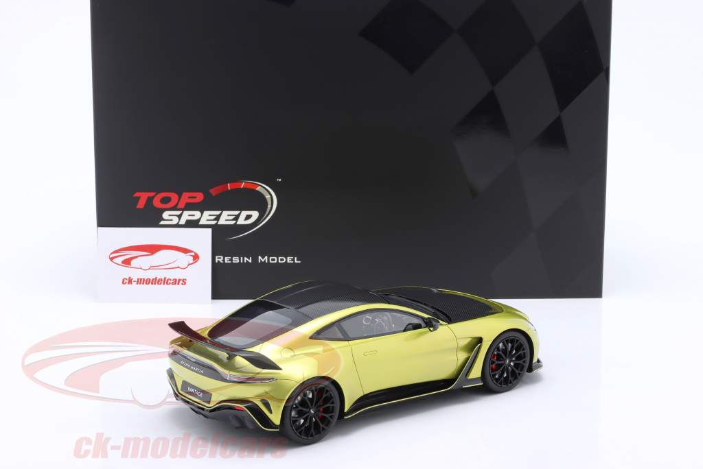 Aston Martin V12 Bouwjaar 2022 Vantage Cosmopolitan geel 1:18 TrueScale