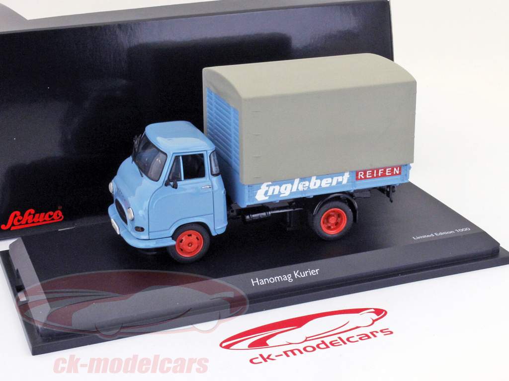 Hanomag Kurier Pritsche mit Plane Englebert Reifen 1:43 Schuco