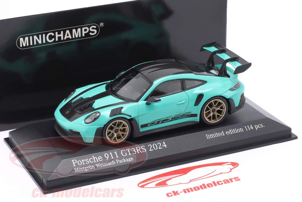【MINICHAMPS】限定504台Porsche911 R Mintgreen Porsche 911 GT3 RS Type 992 2024 Mint Green 1/18 Minichamps