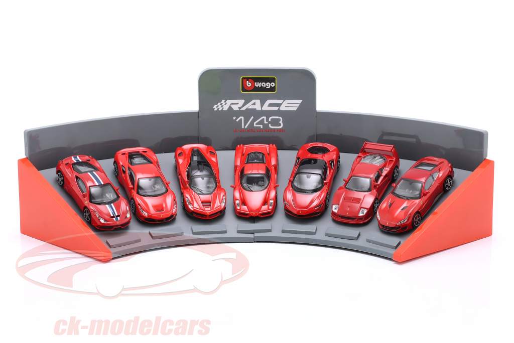 7-Car Set Ferrari vermelho 1:43 Bburago